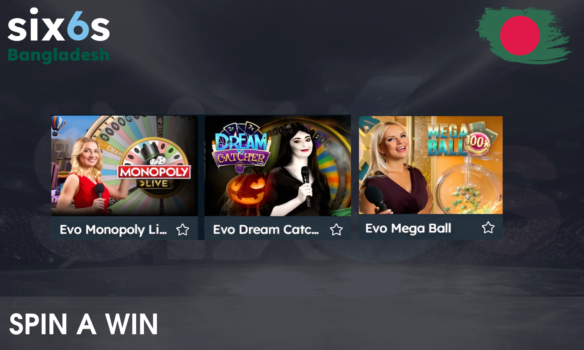 Six6s آن لائن کیسینو میں 'Spin a Win' گیم شو کا تجربہ