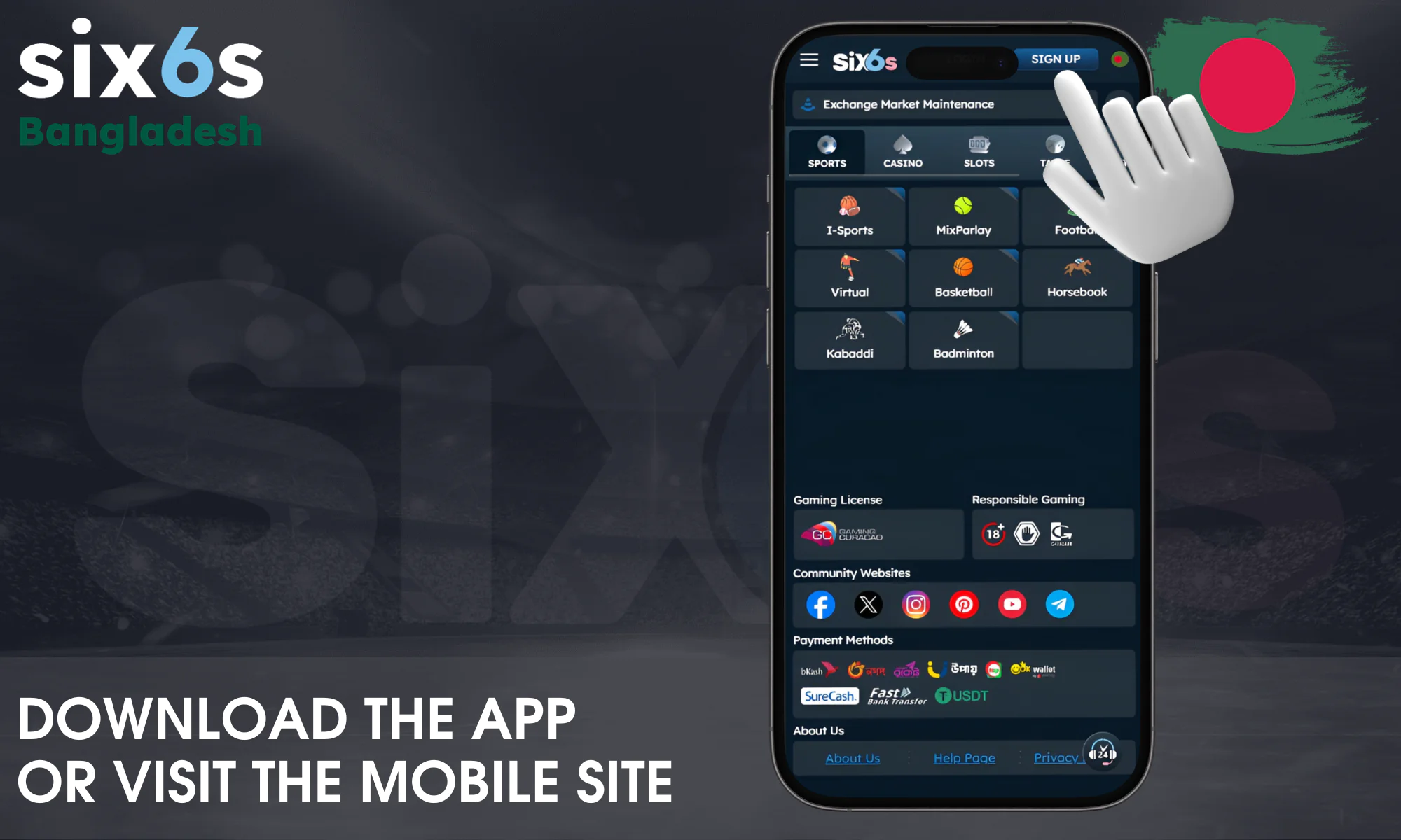 Head over to the Six6s mobile site and start the registration process,