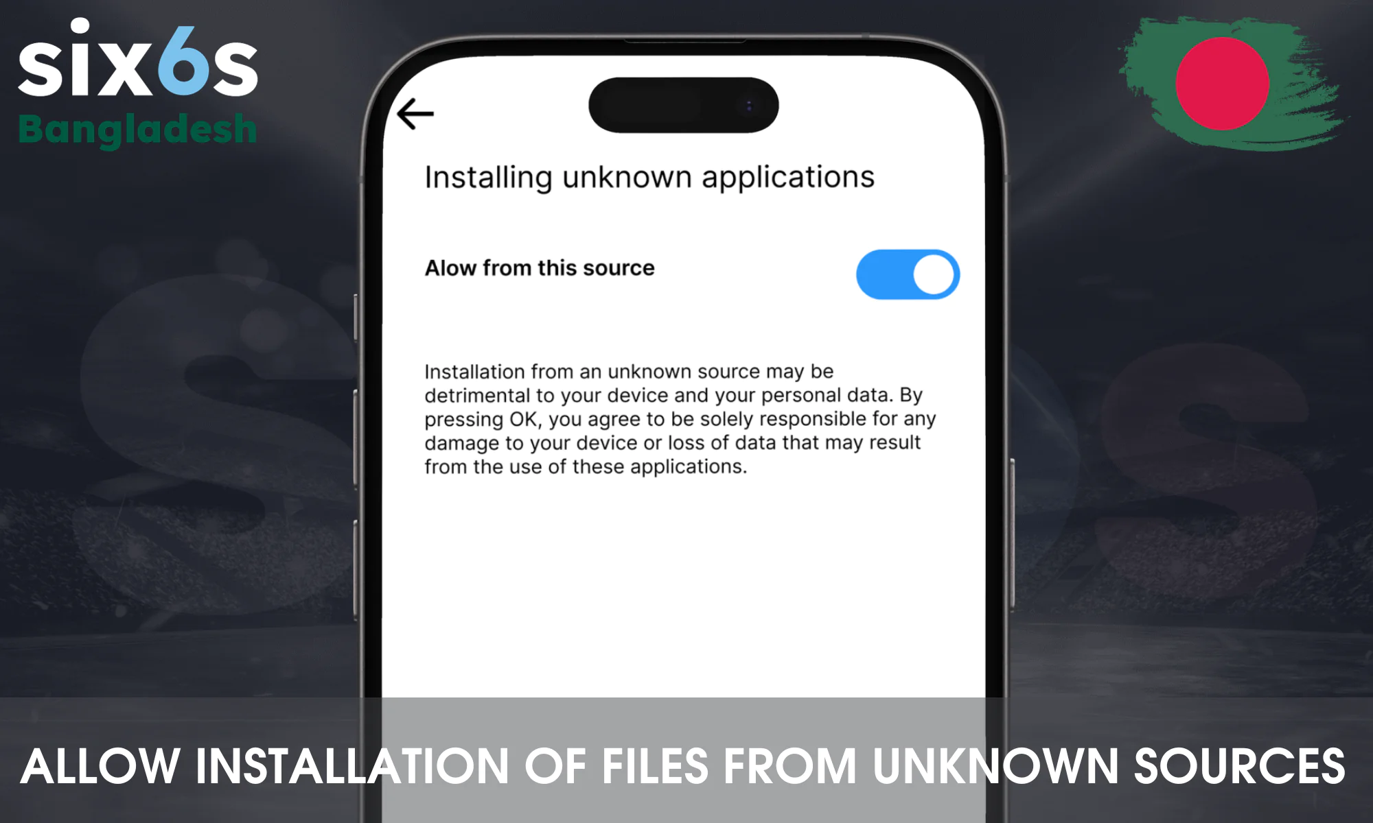 Enable the option to install apps from unknown sources in your settings