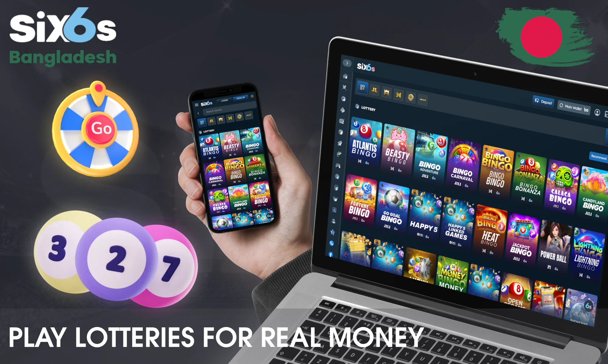 Six6s provides a platform where you can play lottery games for real cash prizes.