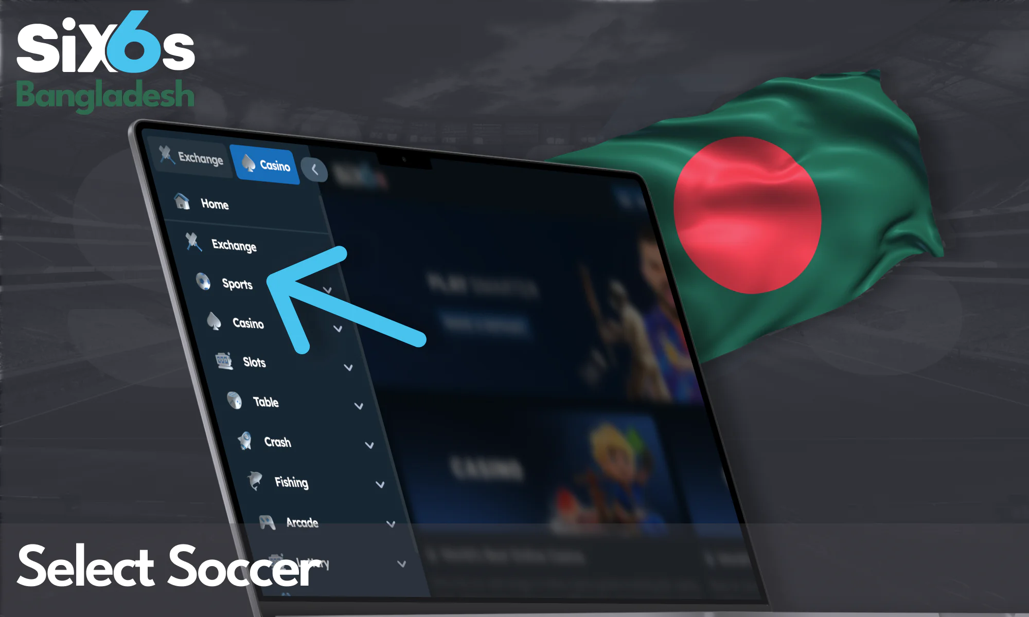 The Six6s soccer betting interface for players in Bangladesh