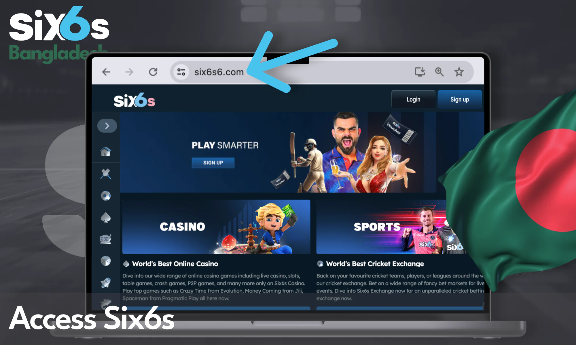 Access the Six6s Bangladesh platform via web or app to start betting on basketball.