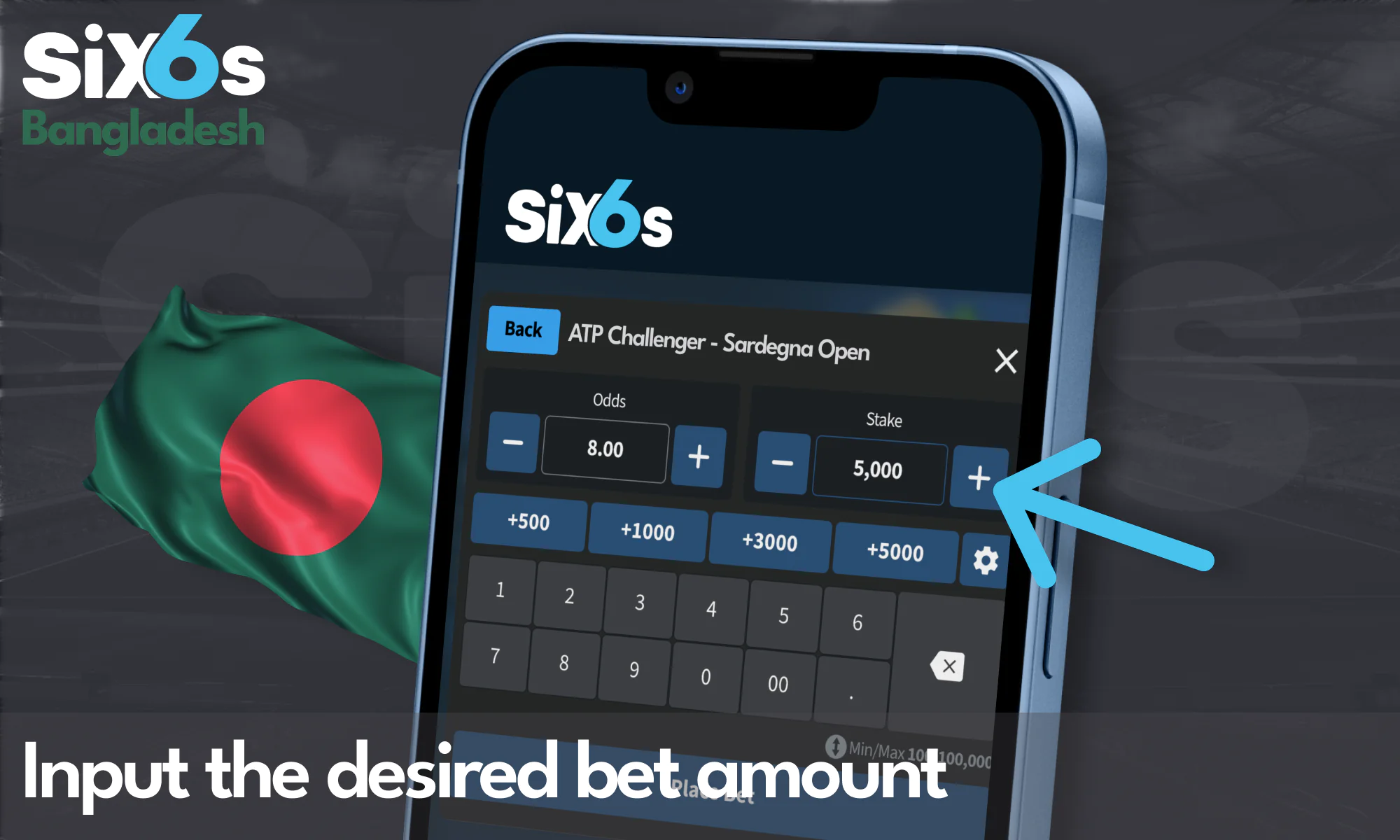 Set your stake for the bet at Six6s Bangladesh